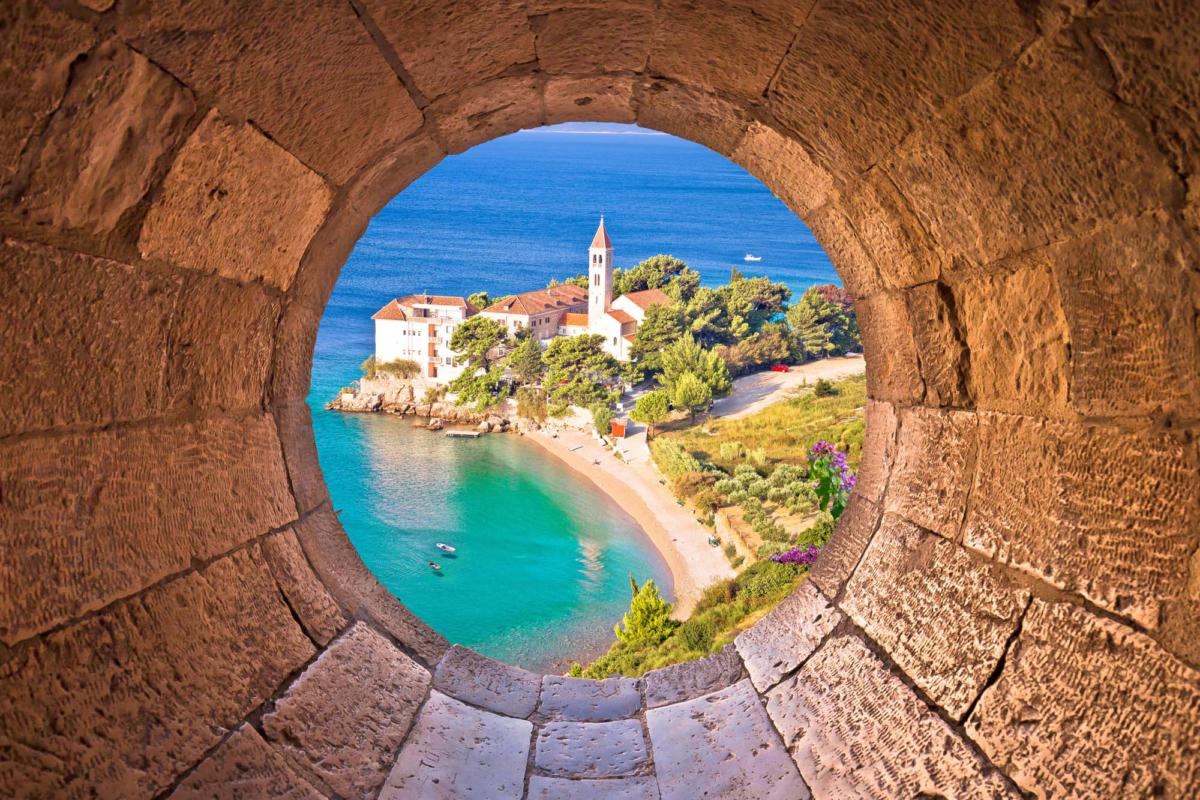 Bol,On,Brac,Island.,Monastery,On,Pebble,Beach,In,Bol